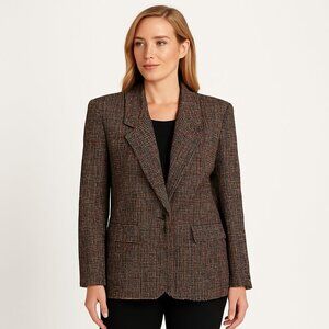 Vintage TABÔH Blazer M USA Black Multi Tweed 80s 90s Power Career Jacket